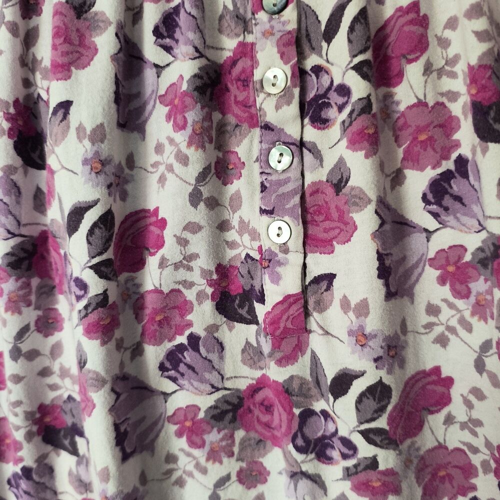 Eileen West Nightgown S Pink Purple White Floral Lace Cotton Dainty Cottagecore - Picture 7 of 15